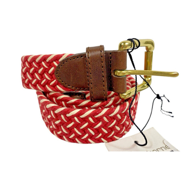 Liz Claiborne Belt Size M Red White Woven Textured Preppy Coastal Old Money NEW